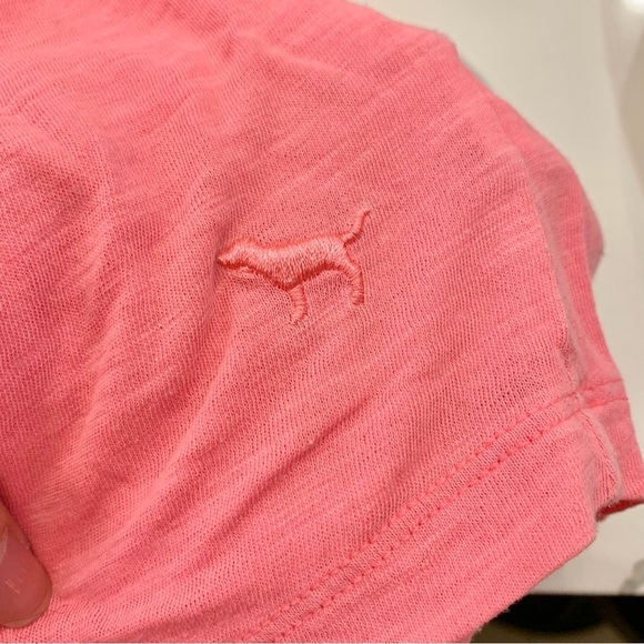 VS PINK Coral Neon Pink Open-Back Short-Sleeve Tee Top - Picture 4 of 7